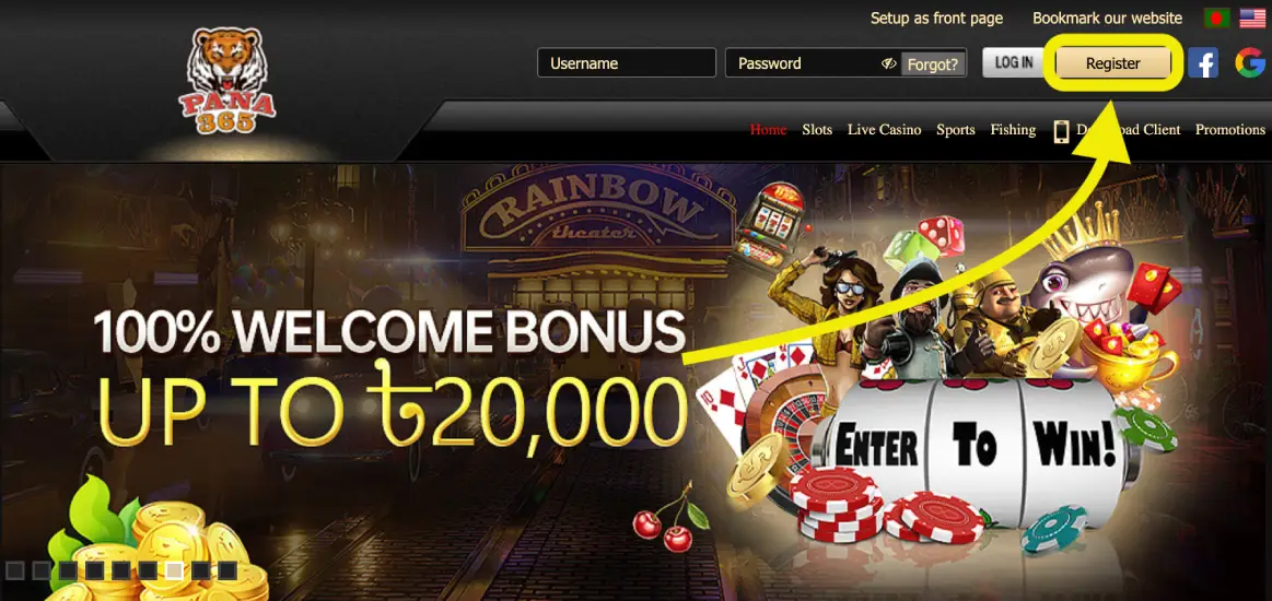 Sign up with bonus at PANA365 casino